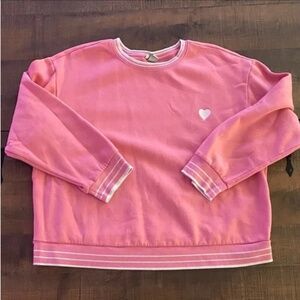 A New Day Pink White Heart Pullover Sweatshirt Women's XXL Long Sleeve Top EUC